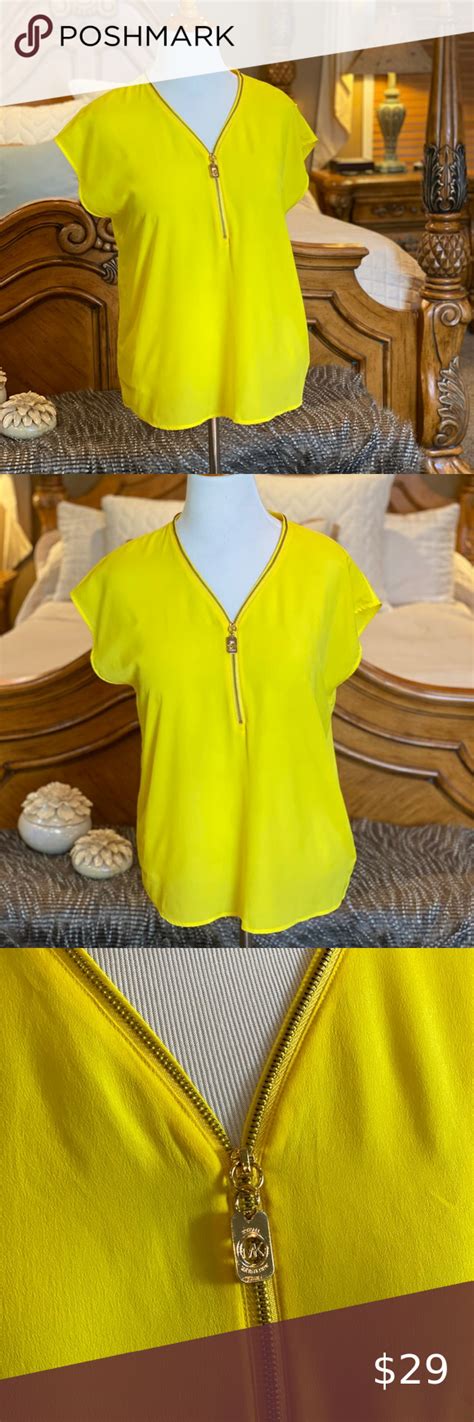 yellow michael michael kors linnett lace detail blouse|Women's Yellow Styles .